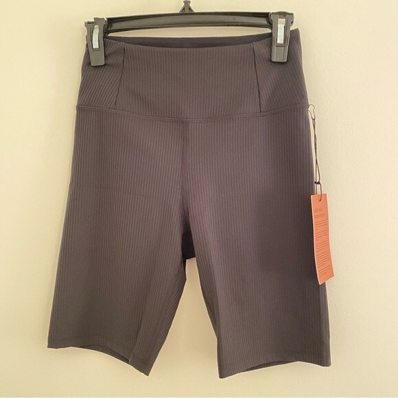 Girlfriend Collective Bike Shorts Black Ribbed High Rise Activewear Small NWT - Picture 1 of 5